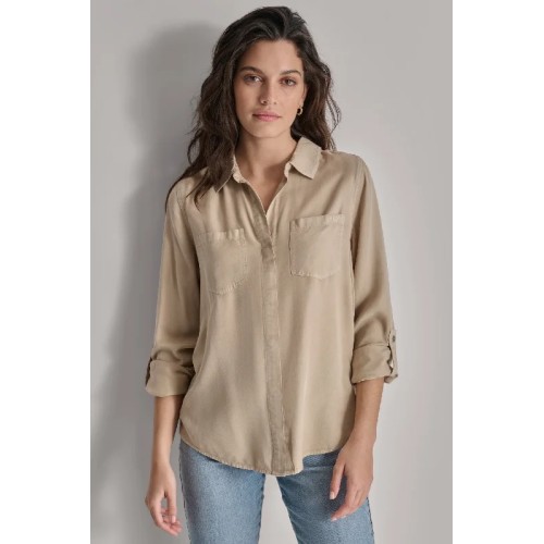 SPLIT BACK BUTTON FRONT SHIRT