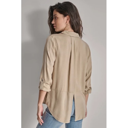 SPLIT BACK BUTTON FRONT SHIRT