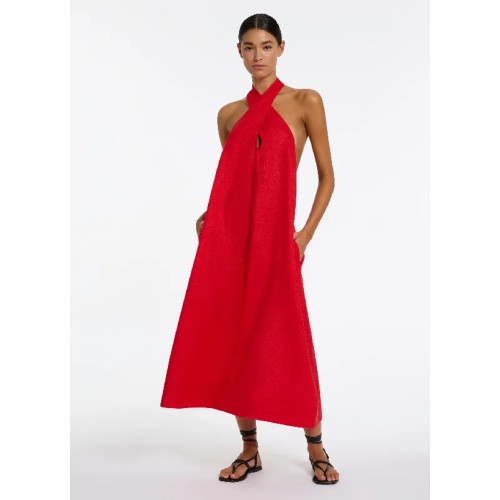 Jetset Low Back Halter Dress - Rosso