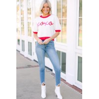 XOXO White Script Sweater