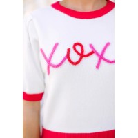 XOXO White Script Sweater