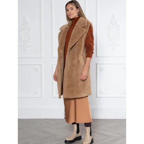 Weekend Rita Recycled Vegan Shearling Gilet | Camel