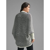 Striped Textured Kimono Collar Dolman Sleeve Cardigan