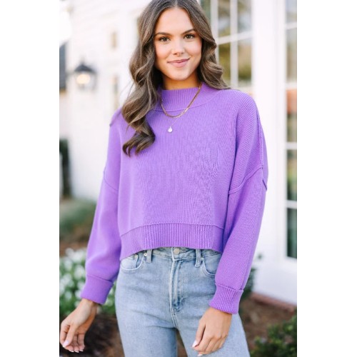 Where I Am Lavender Purple Cropped Sweater