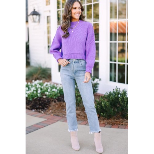 Where I Am Lavender Purple Cropped Sweater