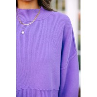 Where I Am Lavender Purple Cropped Sweater