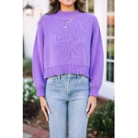 Where I Am Lavender Purple Cropped Sweater