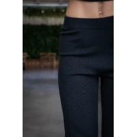 Marianna Contrast Hem Pants, Black