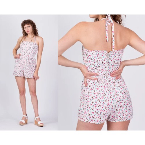 1950s Novelty Print Halter Playsuit - Small to Medium