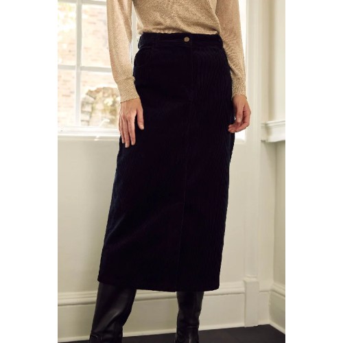 Mallory Stretch Corduroy Skirt | Black