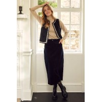 Mallory Stretch Corduroy Skirt | Black