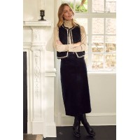 Mallory Stretch Corduroy Skirt | Black