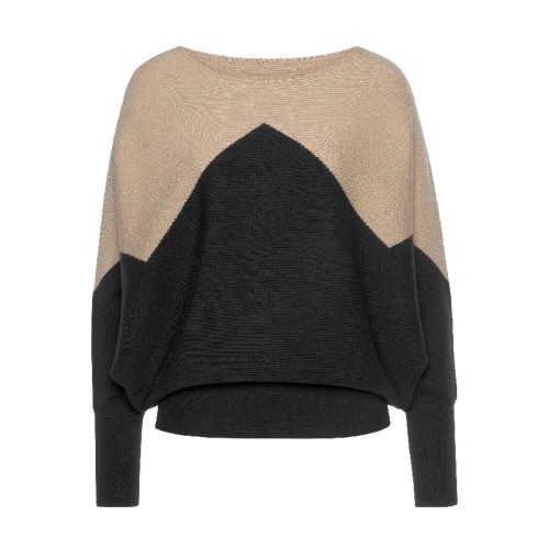 Colorblock Sweater - Black & Tan