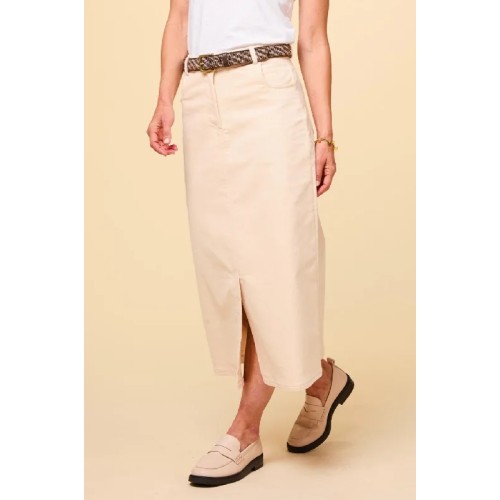 Mallory Stretch Corduroy Skirt | Cream