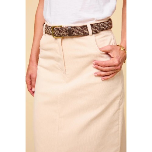 Mallory Stretch Corduroy Skirt | Cream