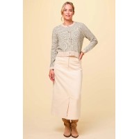 Mallory Stretch Corduroy Skirt | Cream