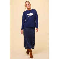 Metallic Knit Skirt | Navy/Blue