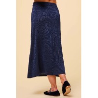 Metallic Knit Skirt | Navy/Blue