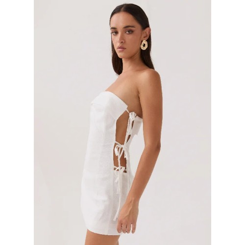 Aura Tie Tube Dress - White