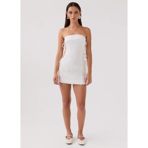 Aura Tie Tube Dress - White