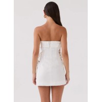 Aura Tie Tube Dress - White