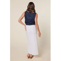 Katie Bias Cut Linen Skirt in White