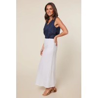 Katie Bias Cut Linen Skirt in White