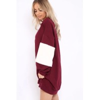 Wine Jumper Dress with Fur Sleeves - Paris