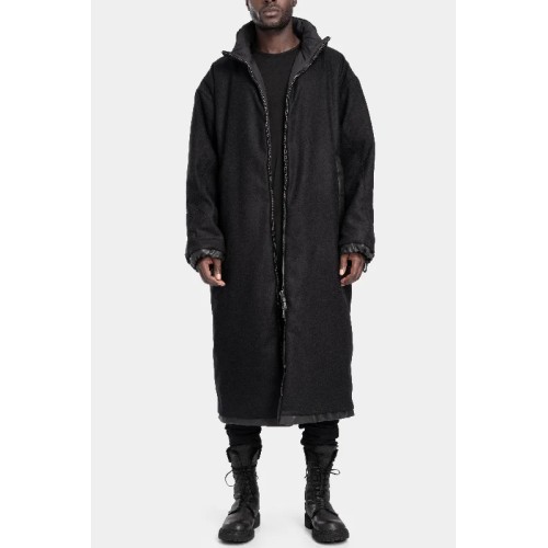 Oversized reversible zip wool coat