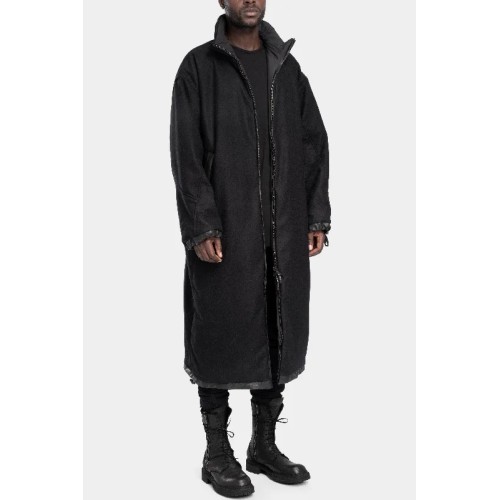 Oversized reversible zip wool coat