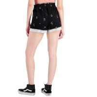 Tinseltown Womens Juniors Floral Print Raw Hem Denim Shorts