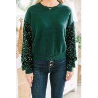 Don't Think Twice Emerald Green Sequin Sweater