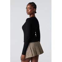 Ribbed Knit Sweetheart Sweater