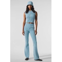 Denim Knit High-Waist Flare Pant - Celestial Blue/Dark Celestial Blue