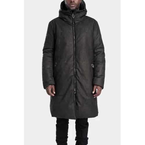 Padded leather parkas