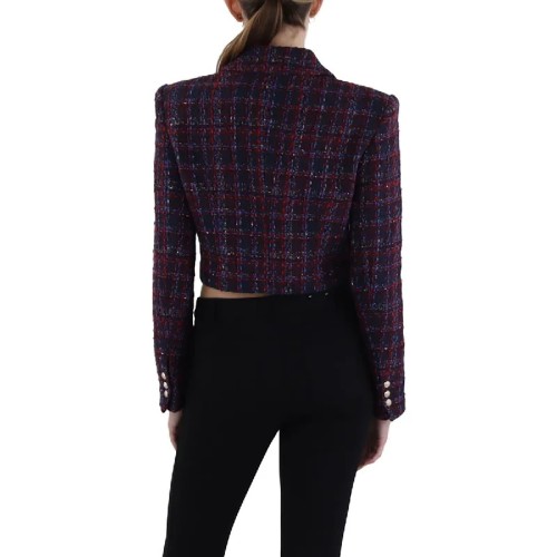 Noah Womens Tweed Cropped Two-Button Blazer