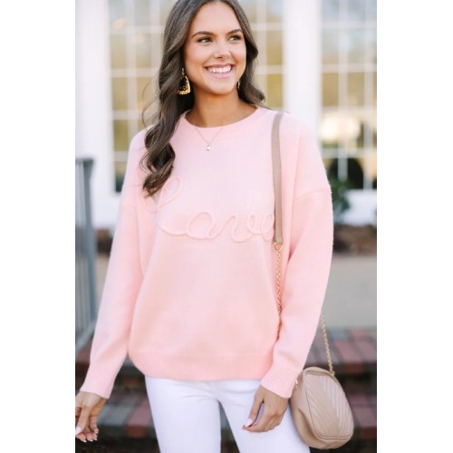 With Love Pink Script Sweater