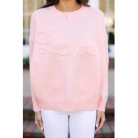 With Love Pink Script Sweater