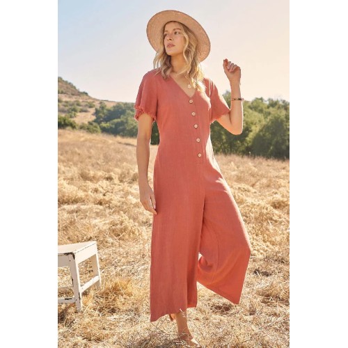 Perfect Timing Linen-Blend Wide-Leg Jumpsuit