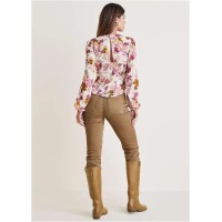 Deep V Lace Up Top - Autumn Bouquet