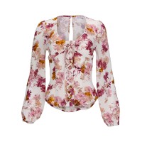 Deep V Lace Up Top - Autumn Bouquet