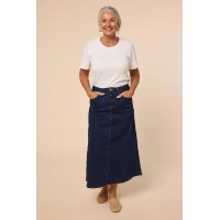 Adrift Denim A-Line Skirt in Dark Wash