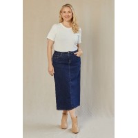 Adrift Denim A-Line Skirt in Mid Wash