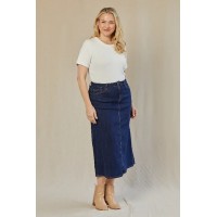 Adrift Denim A-Line Skirt in Mid Wash