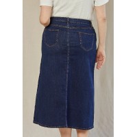 Adrift Denim A-Line Skirt in Mid Wash