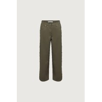 STRAIGHT LEG TWILL PANT WITH FRAYED SIDES