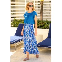 April EcoVero™ Wrap Skirt | Ikat Blue/White