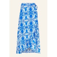 April EcoVero™ Wrap Skirt | Ikat Blue/White