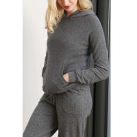 Women's cashmere tracksuit joggers, sweatpants, lounge bottoms in mid grey