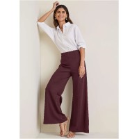 Smoothing Ponte Wide-Leg Pants - Wine